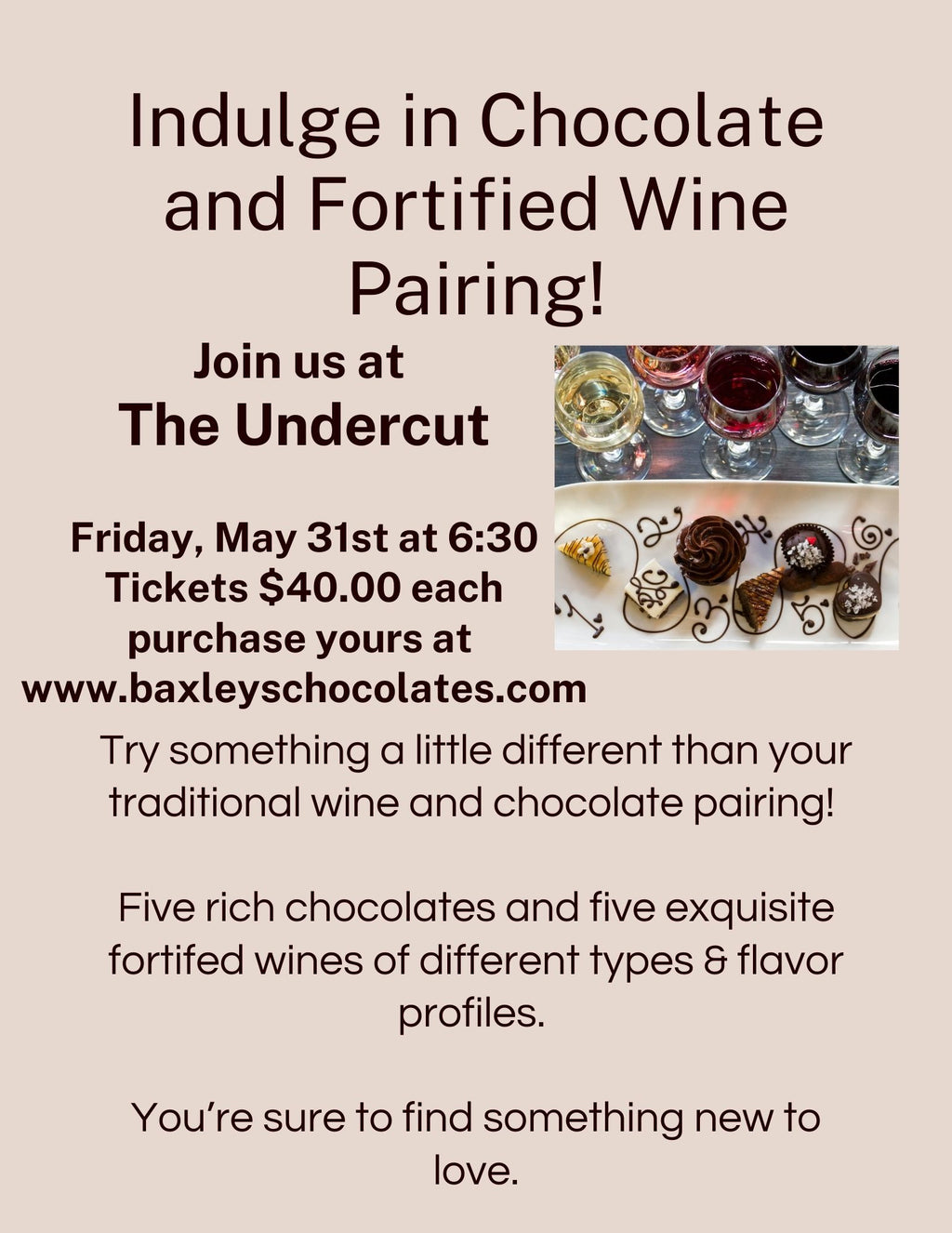 Fortified Wine and Chocolate Pairing May 31st